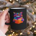 Cat Book Shirt Colorful Cat Reading Book Graphic Print Coffee Mug