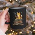Cat Reading Books Graphic Print Coffee Mug