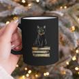 Cat Sitting On Books Graphic Print Coffee Mug