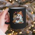 Cute Cozy Ghost Reading With Cat Book Lover Autumn Fall Graphic Print Coffee Mug Cute Cozy Ghost Reading With Cat Book Lover Autumn Fall Graphic Print Coffee Mug