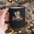 Cute Kitten Bookworm Adorable Cat With Glasses Reading Book Graphic Print Coffee Mug