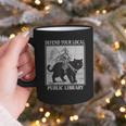 Defend Your Local Library Knight Cat Rider Book Lover Graphic Print Coffee Mug