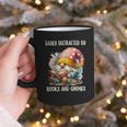 Easily Distracted By Books And Gnomes Book Reading Gnome Graphic Print Coffee Mug
