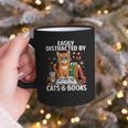 Easily Distracted By Cats And Books Book Lover Cat Graphic Print Coffee Mug Easily Distracted By Cats And Books Book Lover Cat Graphic Print Coffee Mug