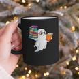 Ghost Reading Books Halloween Library Graphic Print Coffee Mug