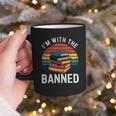 I'm With The Banned Stack Of Books Vintage Sunset Retro Graphic Print Coffee Mug