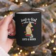 Just a Girl Who Loves Cats And Books Reading Cat & Bookworm Graphic Print Coffee Mug