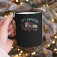 Life Happens Reading Helps Loves To Read Books Cats Graphic Print Coffee Mug