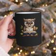 Owl Reading A Book Perched On A Branch Bookworm Graphic Print Coffee Mug