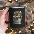 Raccoon Books Reading Flowers Graphic Print Coffee Mug