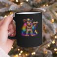 Rainbow Pride Bigfoot Reading Book With Heart Glasses Graphic Print Coffee Mug