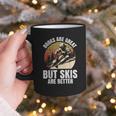 Skier BOOKS ARE GREAT BUT SKIS ARE BETTER Vintage Graphic Print Coffee Mug