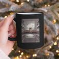 Totally Weird Tees Cat Library Book Reading Literary Graphic Print Coffee Mug