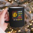 Women's Girls Softball Play Like A Girl Comic Book Pop Art Graphic Print Coffee Mug Women's Girls Softball Play Like A Girl Comic Book Pop Art Graphic Print Coffee Mug