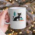Cat Midcentury With Book And Coffee Atomic Age Mid Century Graphic Print Coffee Mug