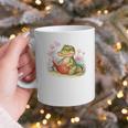 Crocodile Reading Book Watercolor Flowers Kids Graphic Print Coffee Mug