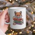 Cute Nerdy Fox Read Books Be Kind Stay Weird Book Club Premium Tri-Blend Graphic Print Coffee Mug
