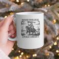Defend Your Local Public Library Cat Knight Book Lover Graphic Print Coffee Mug