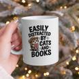 Easily Distracted By Cats And Books Lovers Reading Graphic Print Coffee Mug
