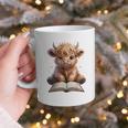Highland Cow Reading Book Bookworm Graphic Print Coffee Mug