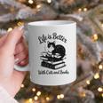 Life Is Better With Cats & Books Tuxedo Cat Mom Women Graphic Print Coffee Mug