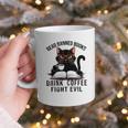 Read Banned Books Drink Coffee Fight Evil Retro Cat Graphic Print Coffee Mug
