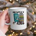 Respect Elders Cellphone Pushing Books In a Wheelchair Graphic Print Coffee Mug Respect Elders Cellphone Pushing Books In a Wheelchair Graphic Print Coffee Mug
