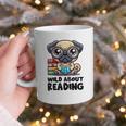 Wild About Reading Book Lover Pug Dog Graphic Print Coffee Mug