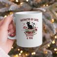 Women's Cat Books Romantic Floral Aesthetic Book Lover Cat Owner Graphic Print Coffee Mug