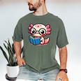 Adorable Book Lover Axolotl With Reading Glasses Cute Men's Comfort Colors T-Shirt Moss