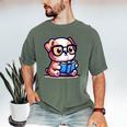Adorable Book Lover Bulldog With Reading Glasses Cute Raglan Baseball Tee Men's Comfort Colors T-Shirt Moss Adorable Book Lover Bulldog With Reading Glasses Cute Raglan Baseball Tee Men's Comfort Colors T-Shirt Moss