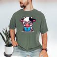 Adorable Book Lover Cow With Reading Glasses Cute Men's Comfort Colors T-Shirt Moss Adorable Book Lover Cow With Reading Glasses Cute Men's Comfort Colors T-Shirt Moss