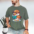 Adorable Book Lover Mallard Duck With Reading Glasses Cute Men's Comfort Colors T-Shirt Moss Adorable Book Lover Mallard Duck With Reading Glasses Cute Men's Comfort Colors T-Shirt Moss