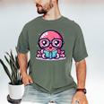 Adorable Book Lover Octopus With Reading Glasses Cute Men's Comfort Colors T-Shirt Moss Adorable Book Lover Octopus With Reading Glasses Cute Men's Comfort Colors T-Shirt Moss