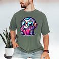 Adorable Book Lover Robot With Reading Glasses Cute Men's Comfort Colors T-Shirt Moss
