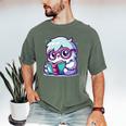 Adorable Book Lover Yeti With Reading Glasses Cute Men's Comfort Colors T-Shirt Moss Adorable Book Lover Yeti With Reading Glasses Cute Men's Comfort Colors T-Shirt Moss