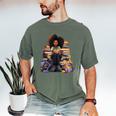 Back To School Afro Melanin Girl Reading Book Bookworm Men's Comfort Colors T-Shirt Moss