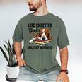 Basset Hound Dog Breed Life Is Better With Books And a For Men Women Girls Kids Men's Comfort Colors T-Shirt Moss
