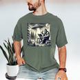 Bigfoot With Alien Reading A Book Bigfoot And UFO Men's Comfort Colors T-Shirt Moss
