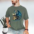 Book Lover Bookworm Reading Books Dragon Sci-Fi Character Men's Comfort Colors T-Shirt Moss