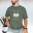 Book Reading Ugly Christmas Men's Comfort Colors T-Shirt Moss