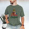 All Booked For Christmas Librarian Reader Xmas Pajama Men's Comfort Colors T-Shirt Moss
