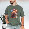 Books Fireworks 4th Of July Bookworm Patriotic Reader Men's Comfort Colors T-Shirt Moss