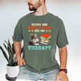 BOOKS AND MAINE COONS ARE MY THERAPY Main Coon Men's Comfort Colors T-Shirt Moss