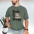 Books Are My Therapy Coffee Books Flowers Bookish Book Lover Men's Comfort Colors T-Shirt Moss