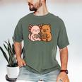 Capybara Axolotl Kawaii Kids Anime Book Lover Reading Men's Comfort Colors T-Shirt Moss