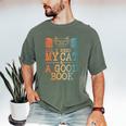 Cat & Book Art For Men Women Cat Librarian Novel Book Lover Men's Comfort Colors T-Shirt Moss