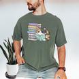Cat On Books Pets Cats Reading Book Nerd Read Reader Bookcat Men's Comfort Colors T-Shirt Moss