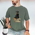 Cat Sitting On Books Men's Comfort Colors T-Shirt Moss Cat Sitting On Books Men's Comfort Colors T-Shirt Moss