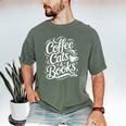 Coffee Cats & Books Reading Book Lover Reader Men's Comfort Colors T-Shirt Moss Coffee Cats & Books Reading Book Lover Reader Men's Comfort Colors T-Shirt Moss